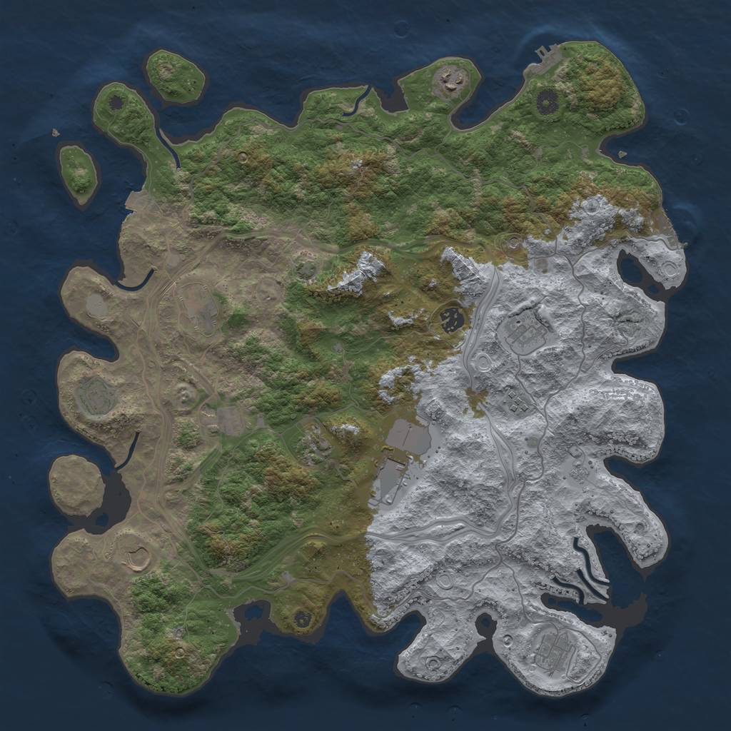 Rust Map: Procedural Map, Size: 4500, Seed: 1190929932, 19 Monuments