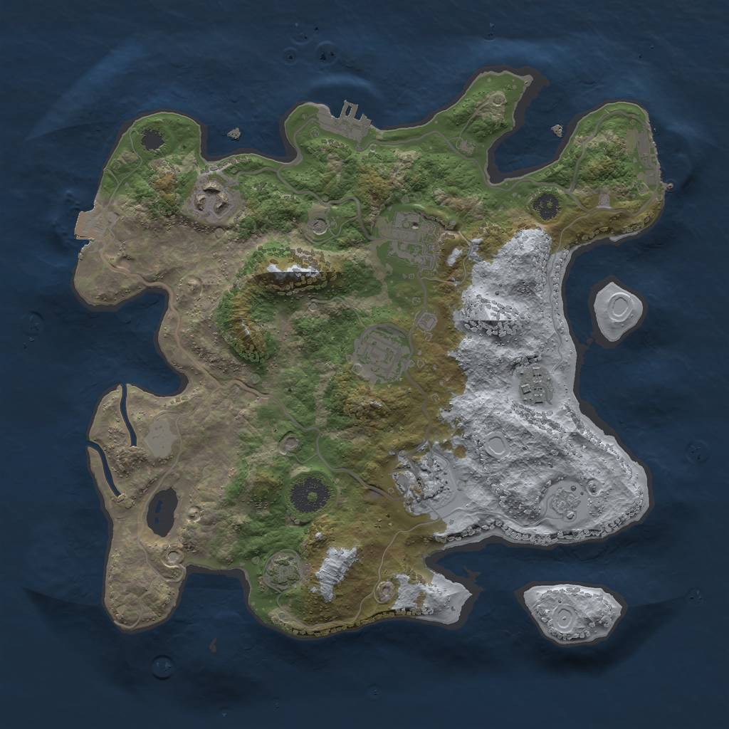 Rust Map: Procedural Map, Size: 3000, Seed: 441768311, 13 Monuments