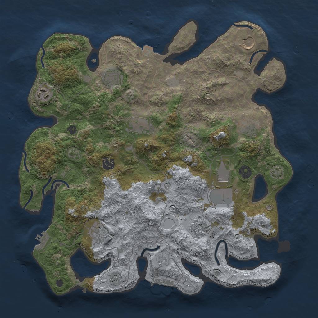 Rust Map: Procedural Map, Size: 3700, Seed: 1143954421, 18 Monuments