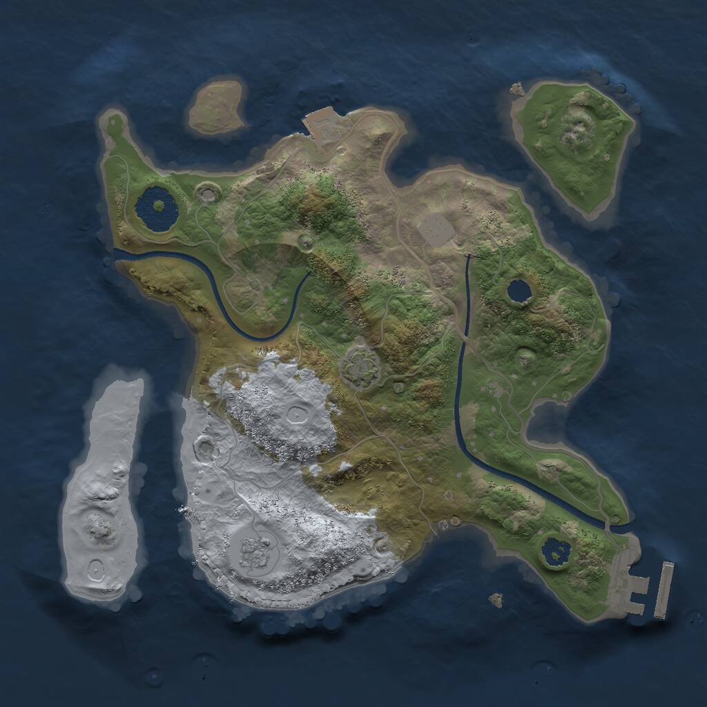 Rust Map: Procedural Map, Size: 2500, Seed: 1462577364, 4 Monuments