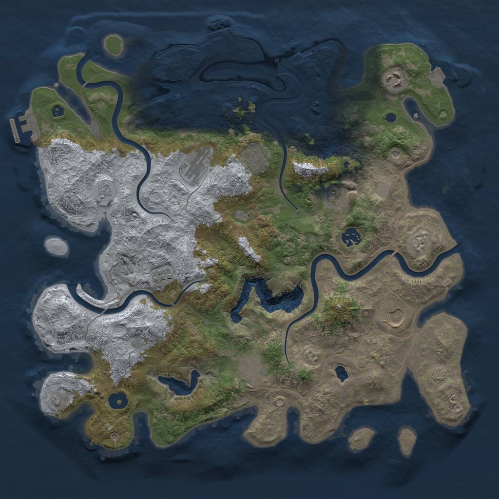 Rust Map: Procedural Map, Size: 4050, Seed: 611899475, 14 Monuments
