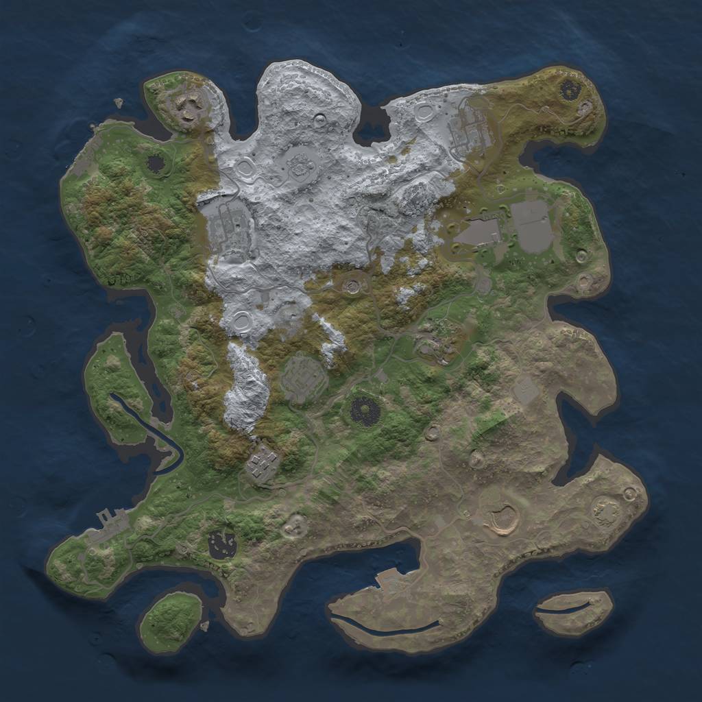 Rust Map: Procedural Map, Size: 3500, Seed: 374991105, 17 Monuments