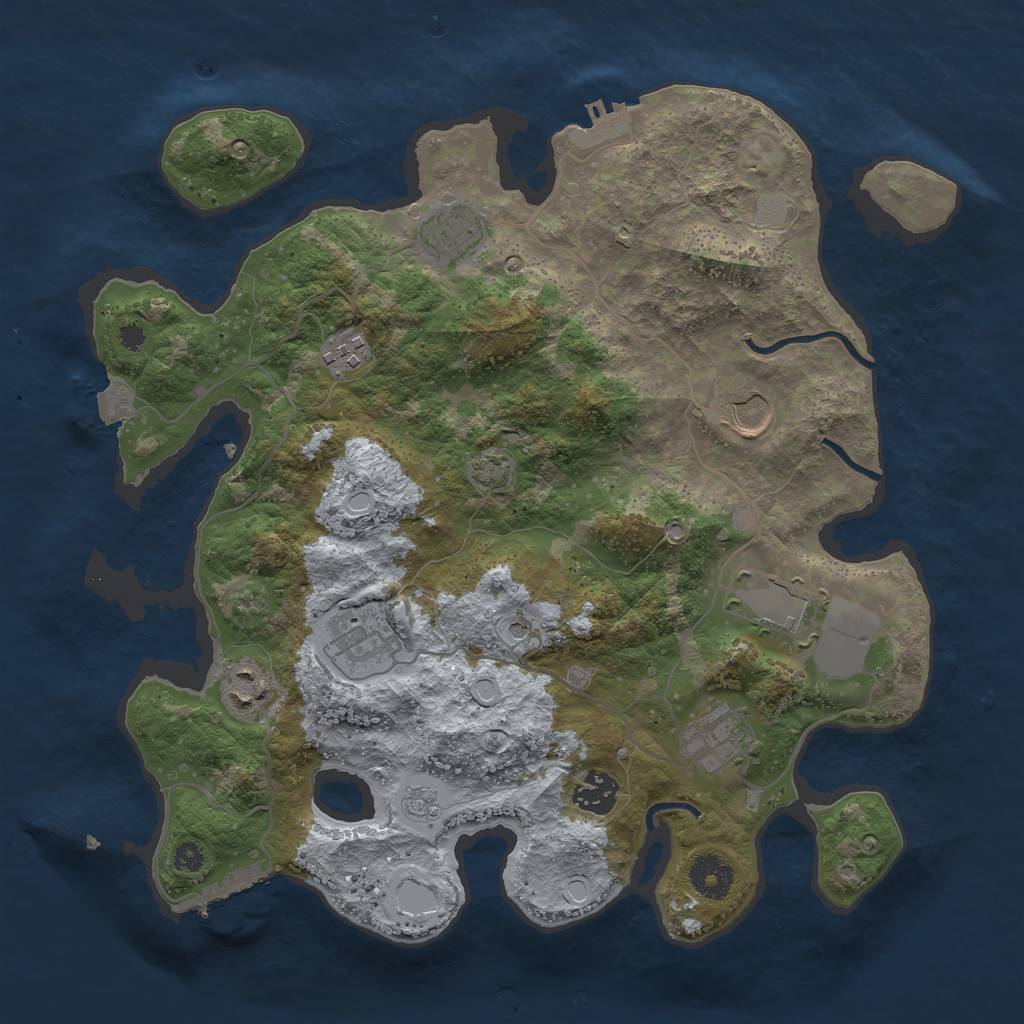 Rust Map: Procedural Map, Size: 3500, Seed: 1670495346, 16 Monuments