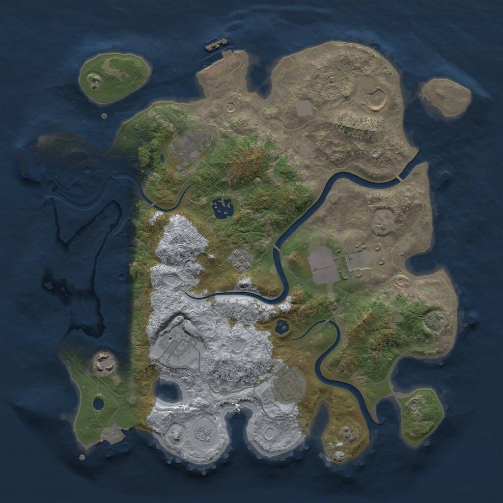 Rust Map: Procedural Map, Size: 3500, Seed: 1670495346, 14 Monuments