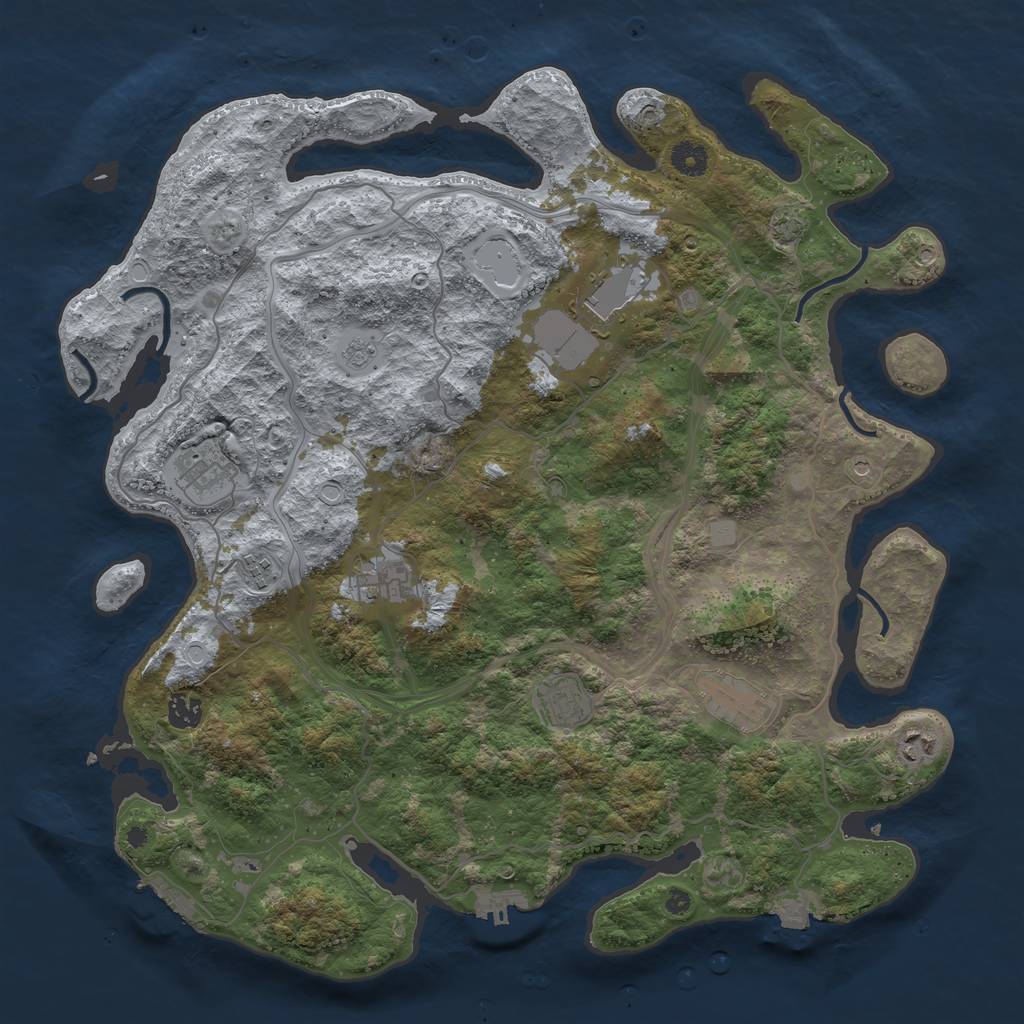 Rust Map: Procedural Map, Size: 4250, Seed: 873468629, 16 Monuments