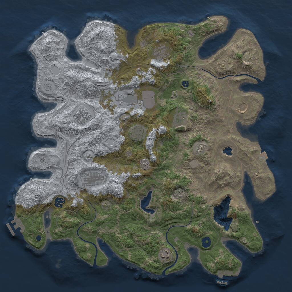 Rust Map: Procedural Map, Size: 4250, Seed: 483217875, 16 Monuments