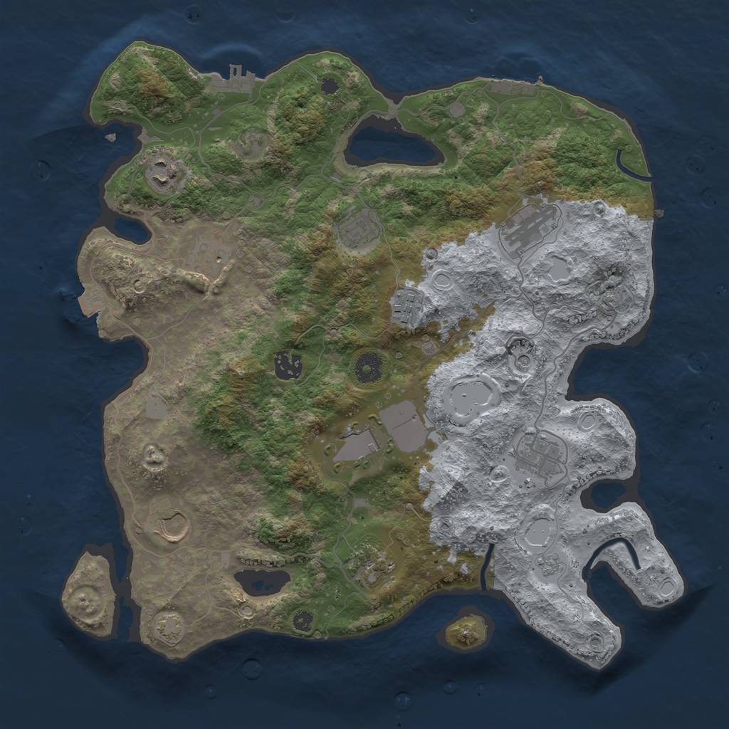 Rust Map: Procedural Map, Size: 3700, Seed: 399819238, 18 Monuments