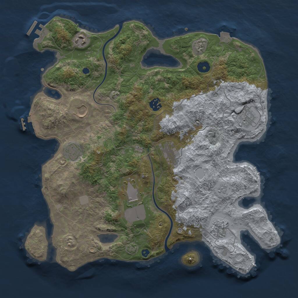 Rust Map: Procedural Map, Size: 3700, Seed: 399819238, 14 Monuments