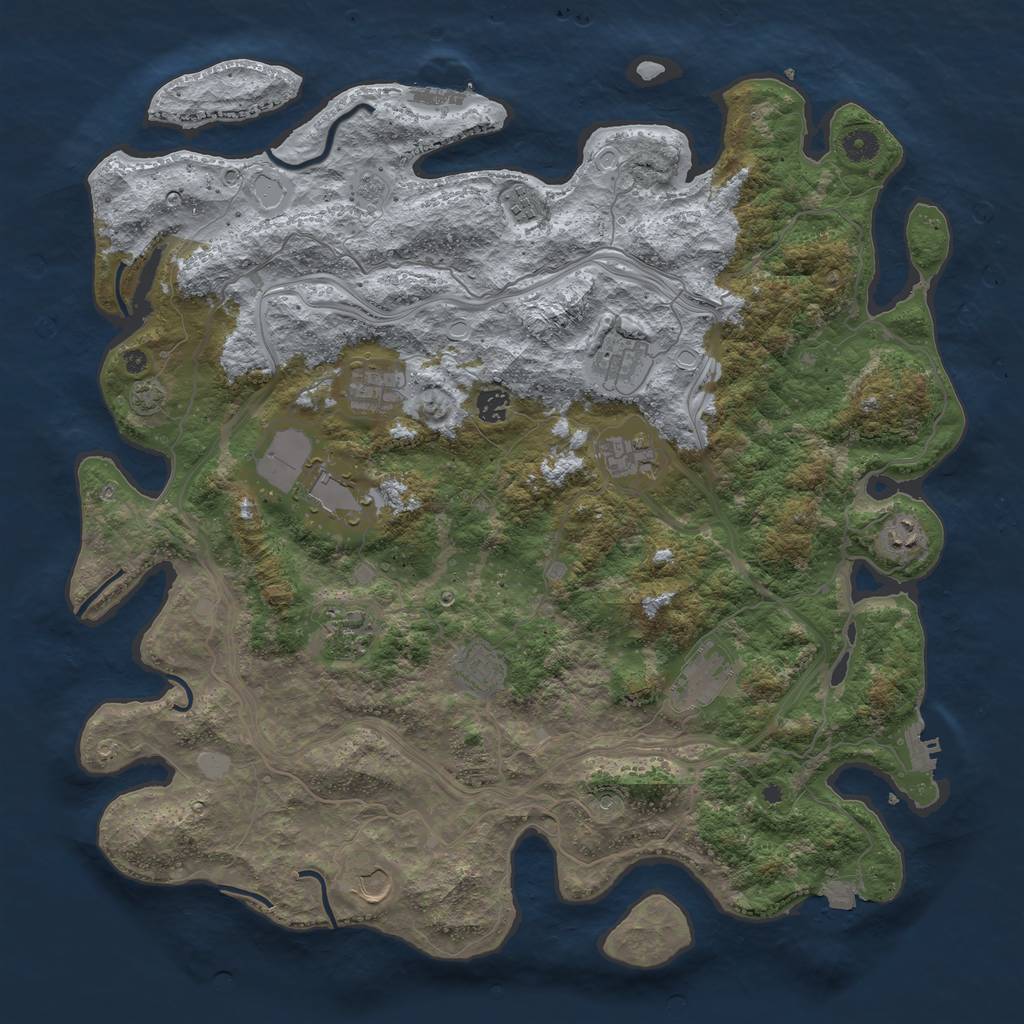 Rust Map: Procedural Map, Size: 4500, Seed: 2056267727, 19 Monuments