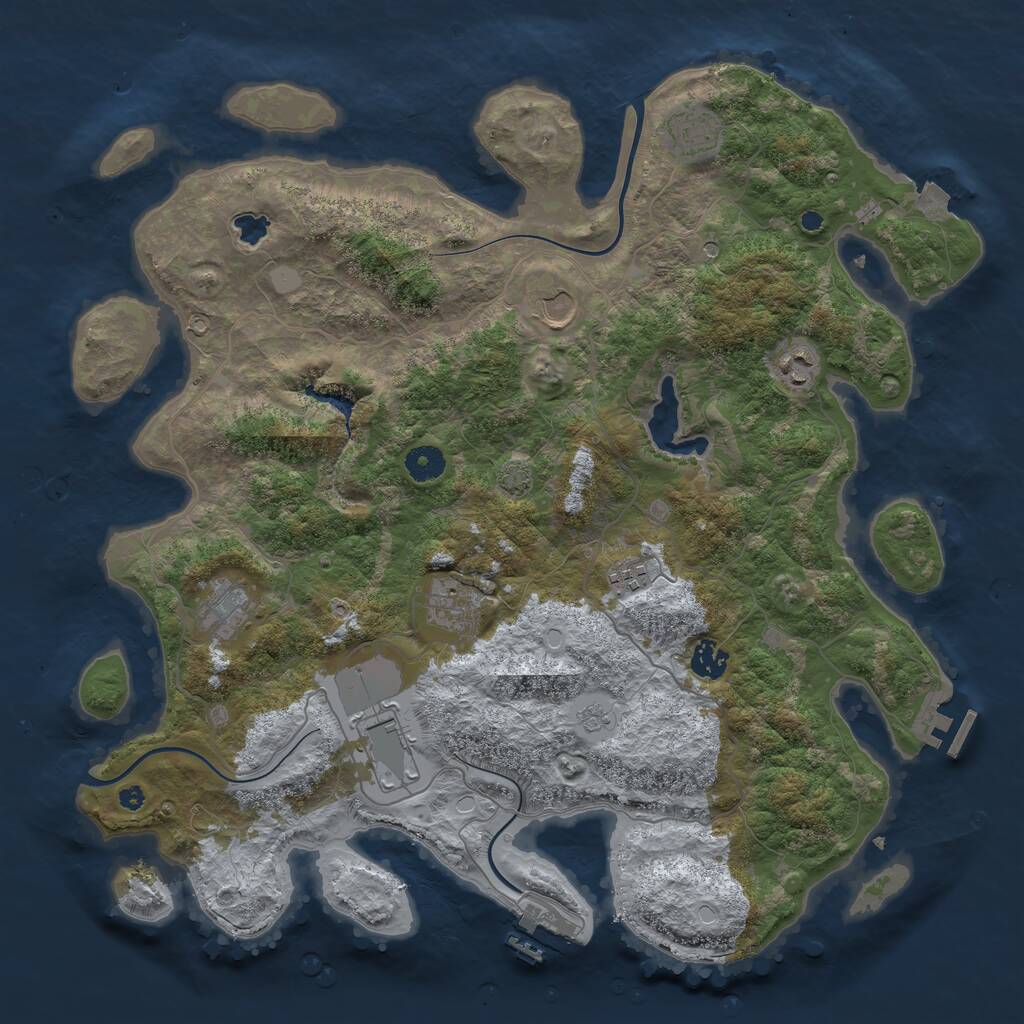 Rust Map: Procedural Map, Size: 4100, Seed: 30, 14 Monuments