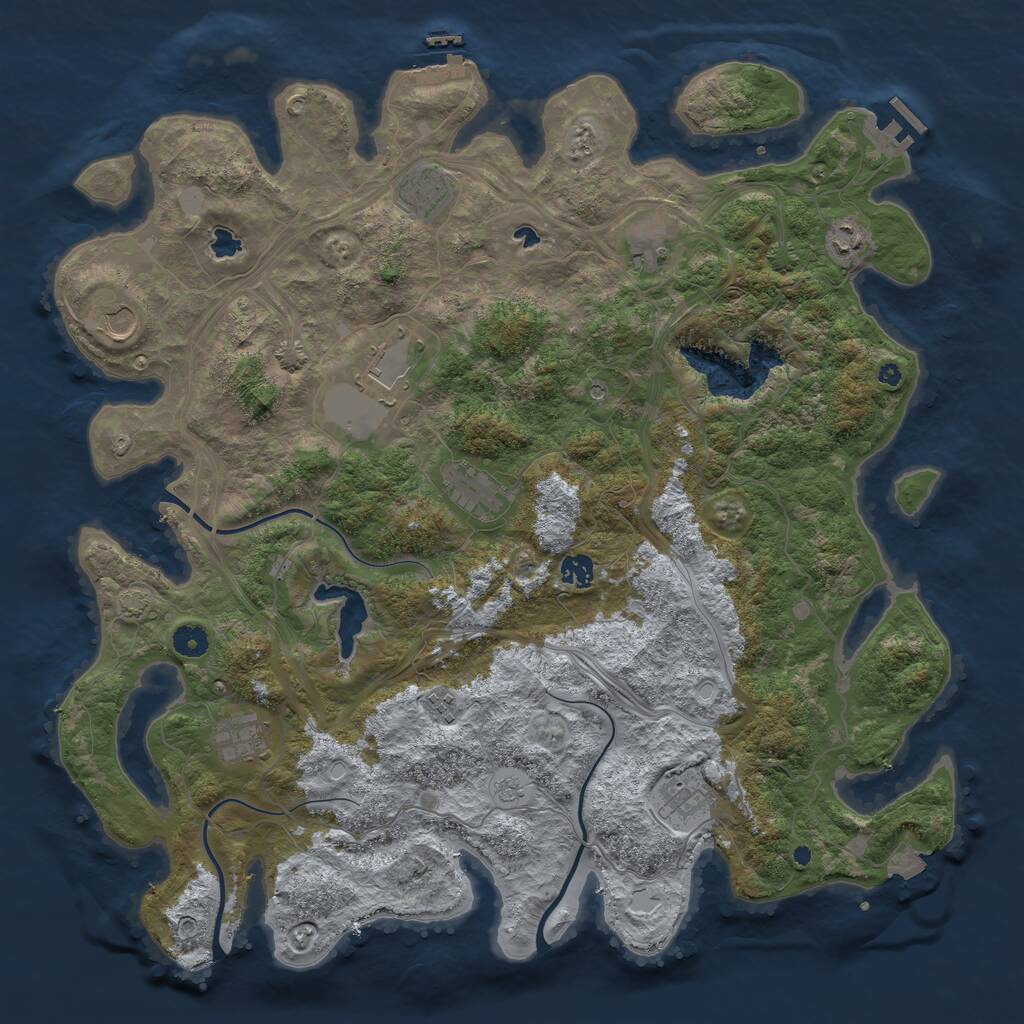 Rust Map: Procedural Map, Size: 4500, Seed: 4898229, 16 Monuments