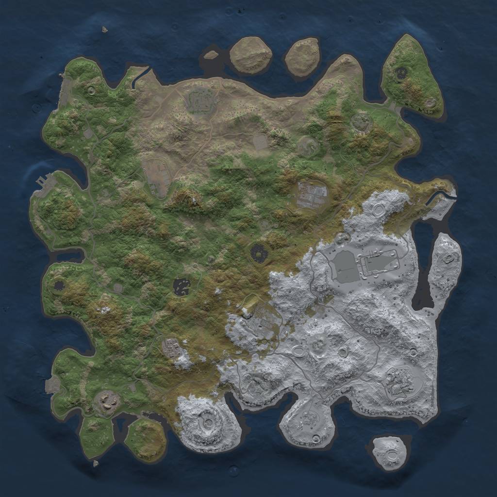 Rust Map: Procedural Map, Size: 4100, Seed: 65473, 17 Monuments