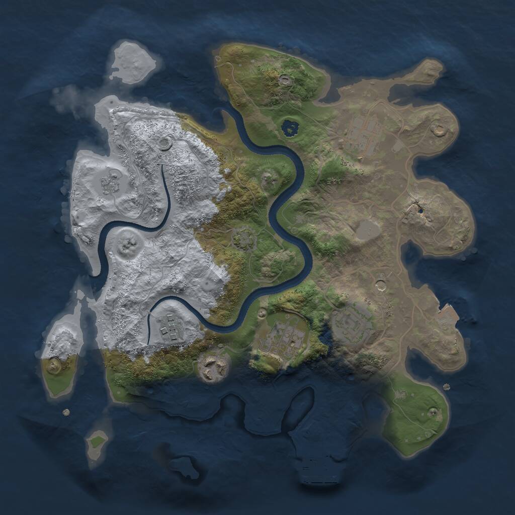 Rust Map: Procedural Map, Size: 3000, Seed: 882489907, 10 Monuments