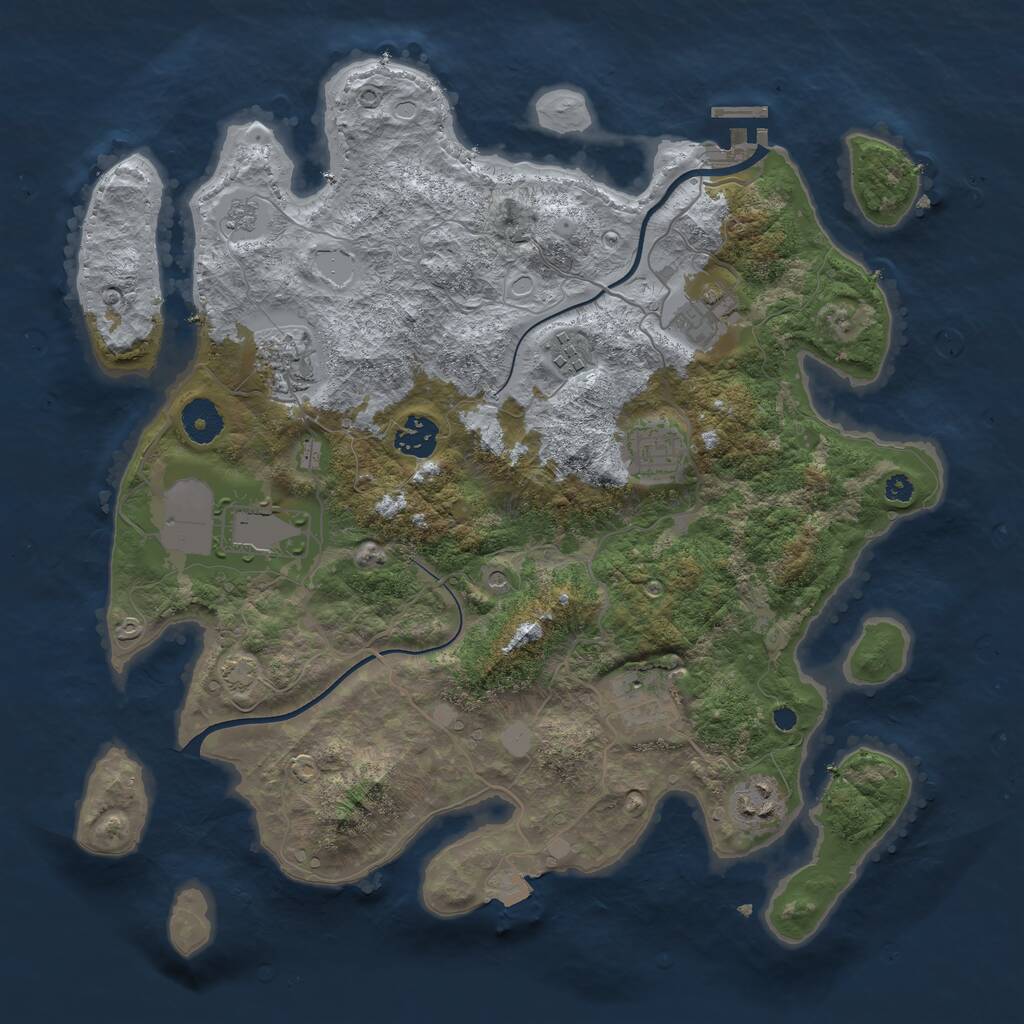 Rust Map: Procedural Map, Size: 3650, Seed: 1874987155, 13 Monuments
