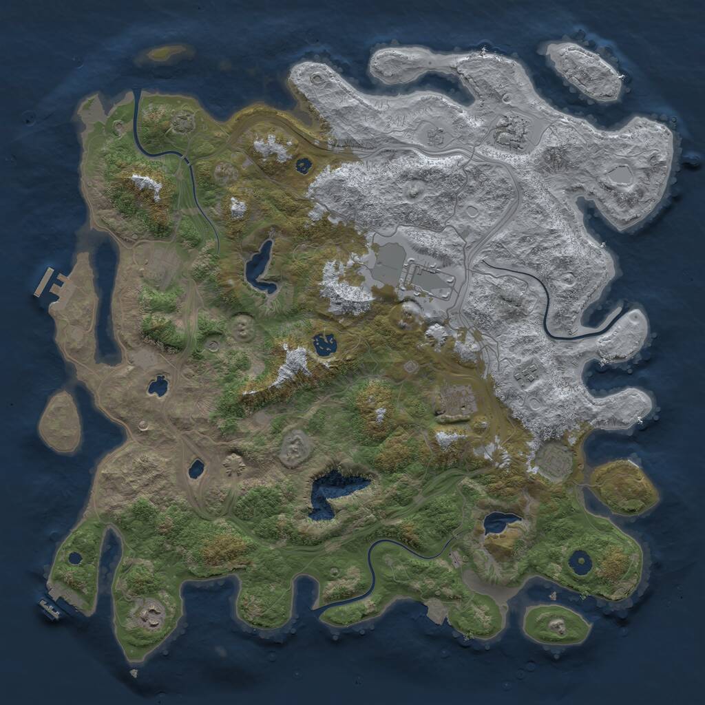 Rust Map: Procedural Map, Size: 4500, Seed: 2063726438, 14 Monuments