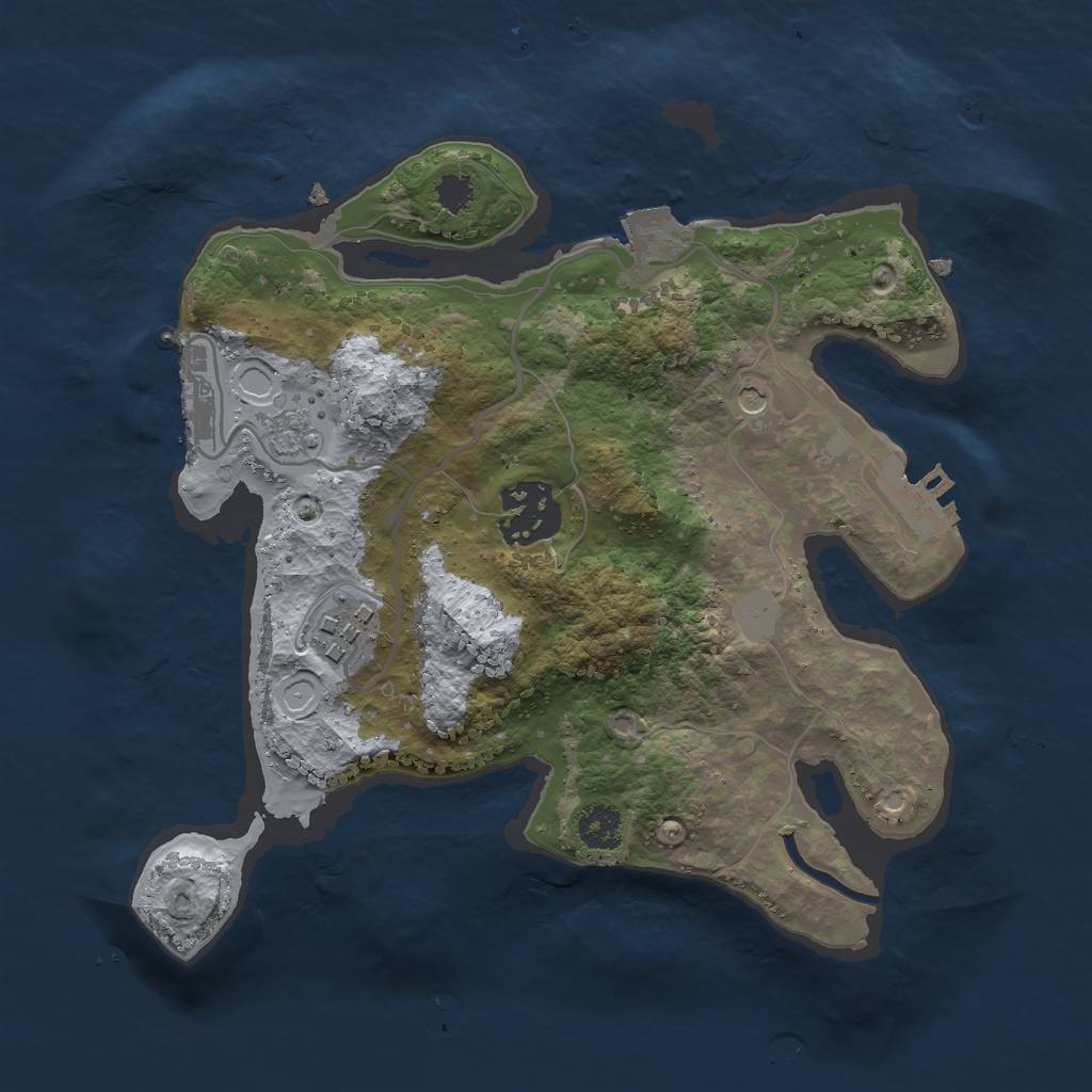 Rust Map: Procedural Map, Size: 2500, Seed: 1855298440, 9 Monuments
