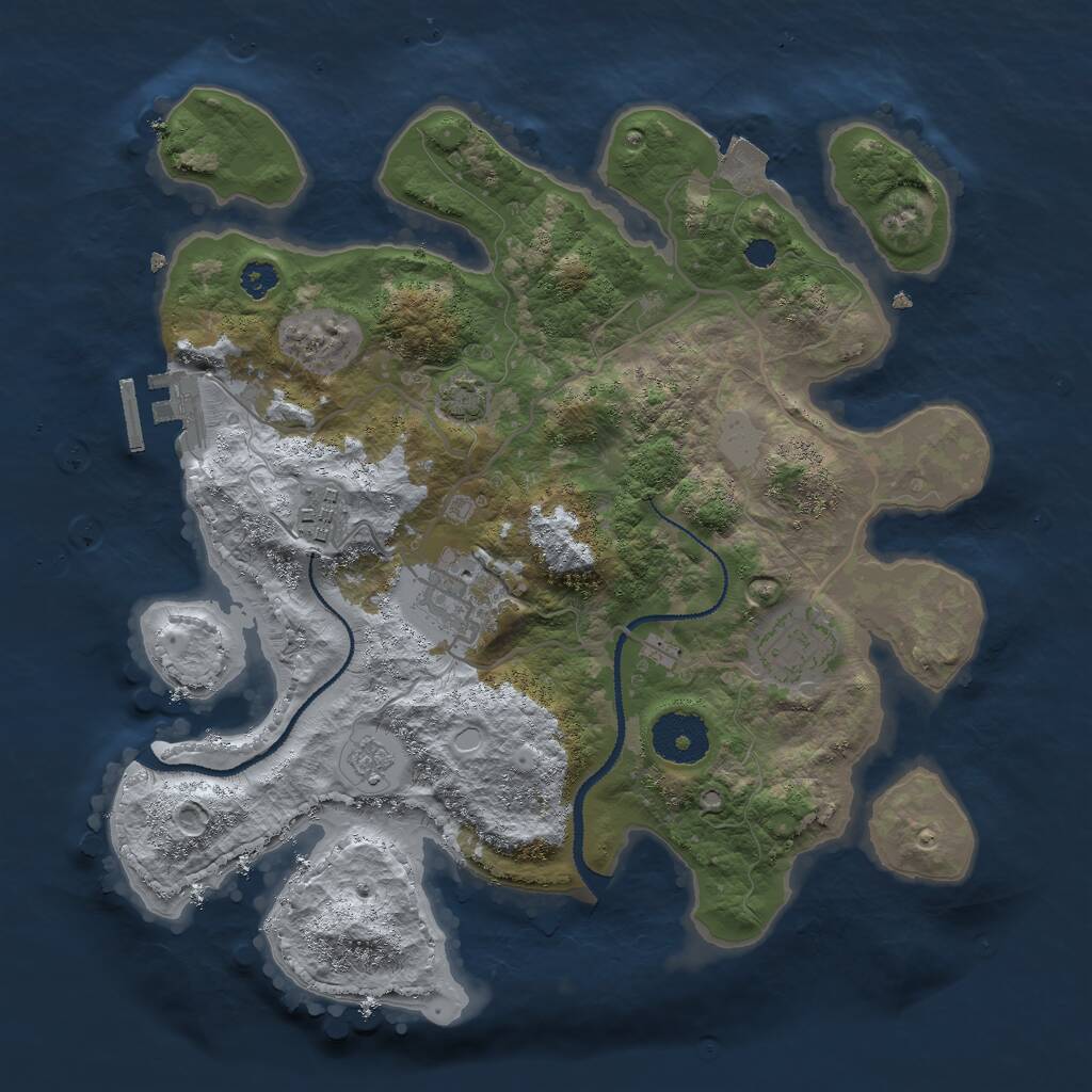 Rust Map: Procedural Map, Size: 3000, Seed: 1299520230, 7 Monuments