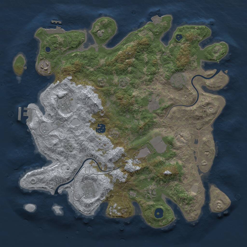 Rust Map: Procedural Map, Size: 3800, Seed: 219027943, 15 Monuments