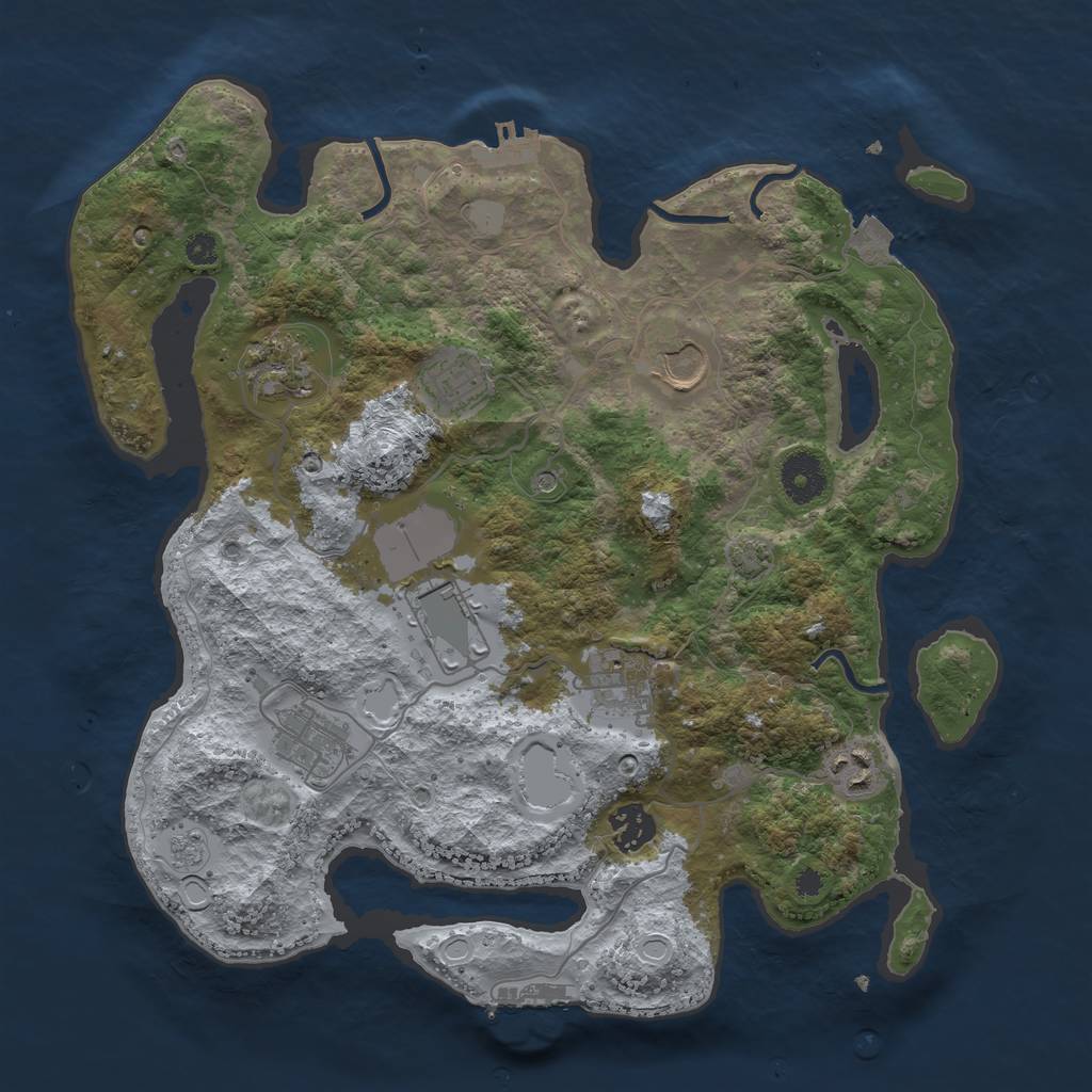 Rust Map: Procedural Map, Size: 3500, Seed: 1985940885, 16 Monuments