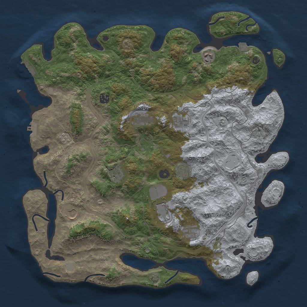 Rust Map: Procedural Map, Size: 4500, Seed: 360121353, 18 Monuments