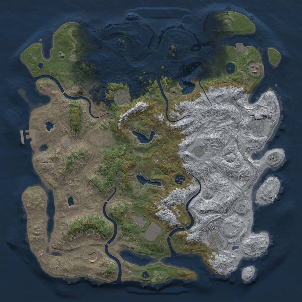 Rust Map: Procedural Map, Size: 4500, Seed: 360121353, 16 Monuments