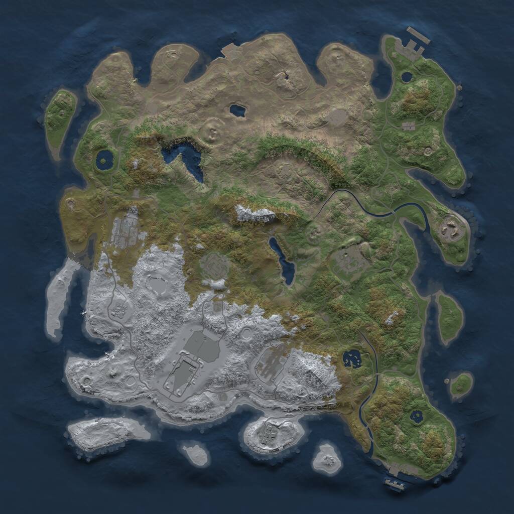 Rust Map: Procedural Map, Size: 4000, Seed: 310823, 13 Monuments
