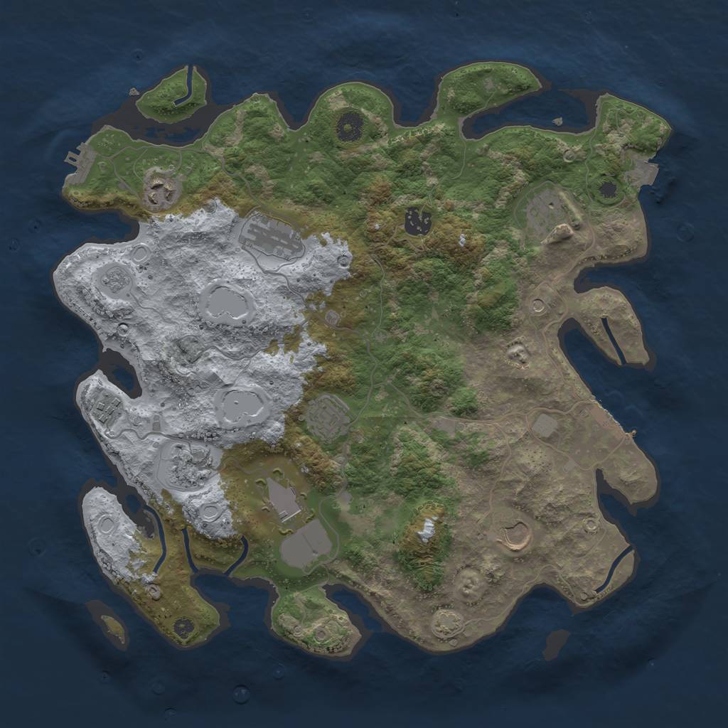 Rust Map: Procedural Map, Size: 3800, Seed: 160681, 17 Monuments