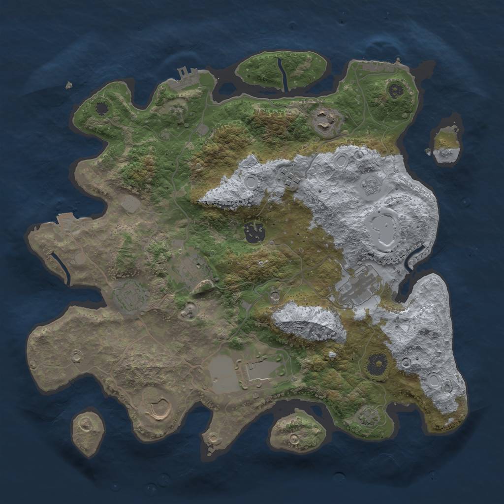 Rust Map: Procedural Map, Size: 3500, Seed: 487862033, 16 Monuments