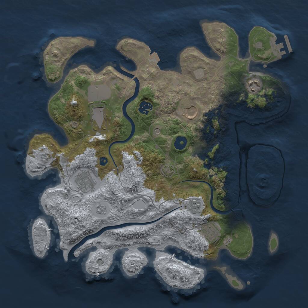 Rust Map: Procedural Map, Size: 3500, Seed: 2073842765, 12 Monuments