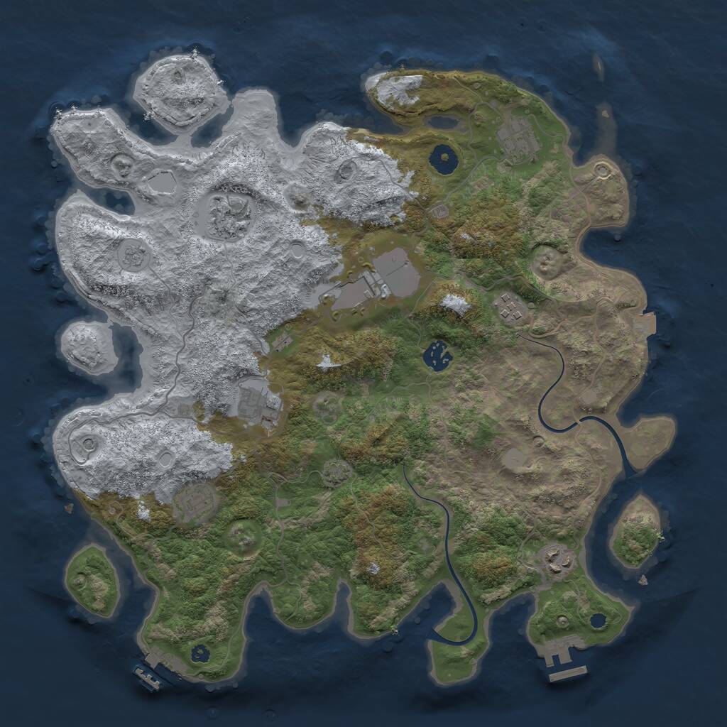 Rust Map: Procedural Map, Size: 3850, Seed: 209657882, 14 Monuments
