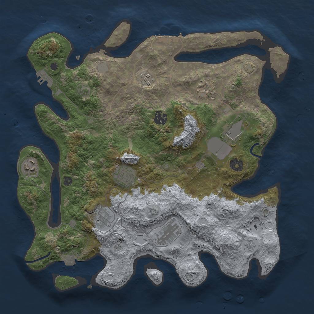 Rust Map: Procedural Map, Size: 3500, Seed: 1745098409, 16 Monuments
