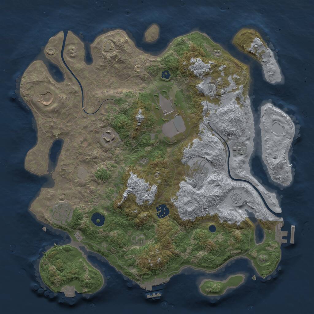 Rust Map: Procedural Map, Size: 3500, Seed: 223758298, 14 Monuments