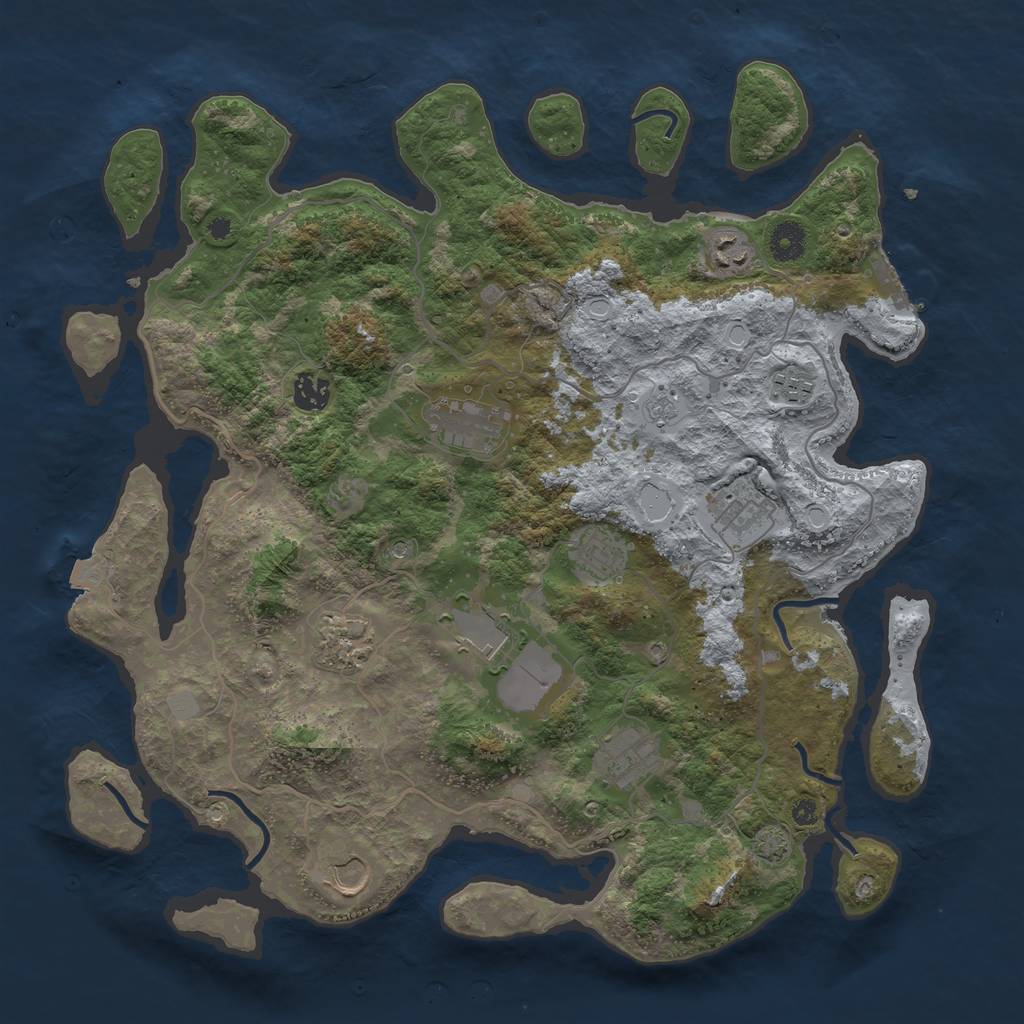 Rust Map: Procedural Map, Size: 4000, Seed: 246327203, 17 Monuments