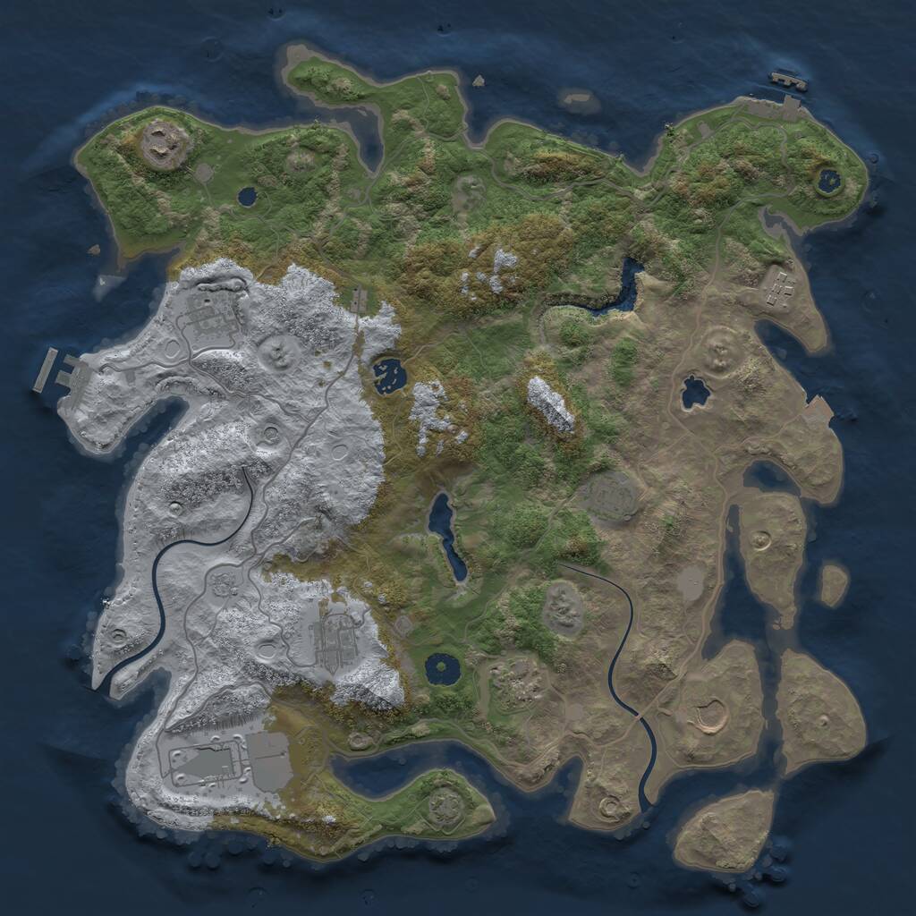 Rust Map: Procedural Map, Size: 4000, Seed: 1890003160, 15 Monuments