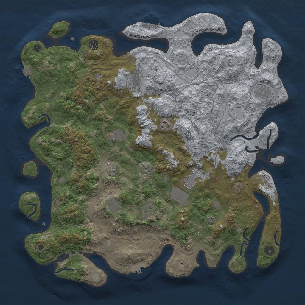 Rust Map: Procedural Map, Size: 4500, Seed: 946414740, 17 Monuments