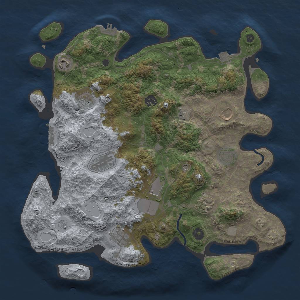 Rust Map: Procedural Map, Size: 3800, Seed: 393128039, 18 Monuments