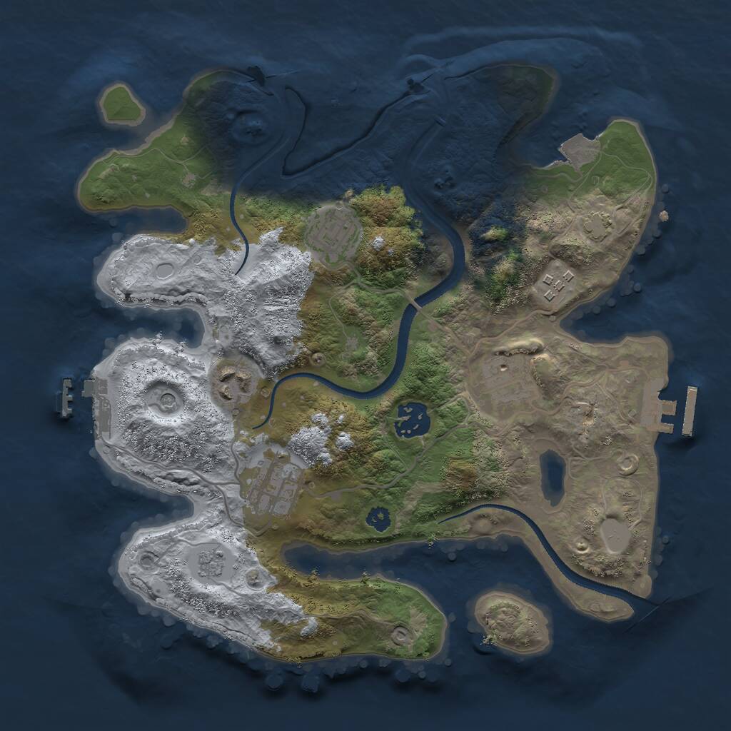 Rust Map: Procedural Map, Size: 3000, Seed: 2127283015, 12 Monuments