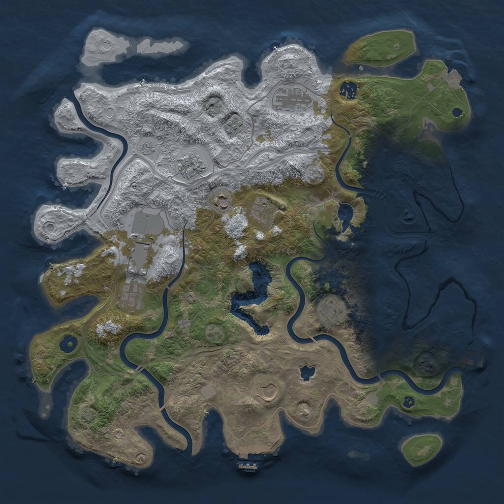 Rust Map: Procedural Map, Size: 4250, Seed: 896603723, 16 Monuments