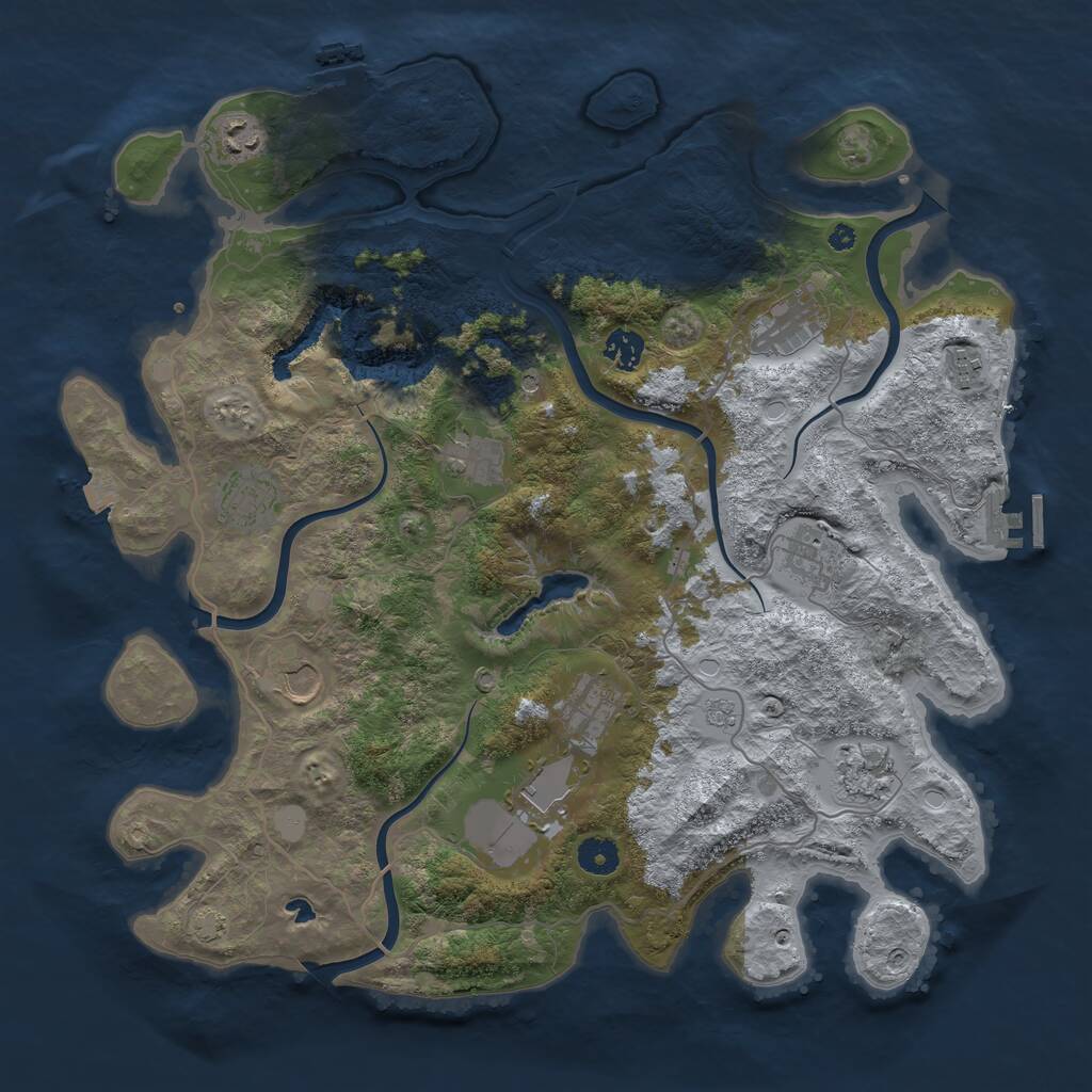 Rust Map: Procedural Map, Size: 4096, Seed: 1327960739, 17 Monuments