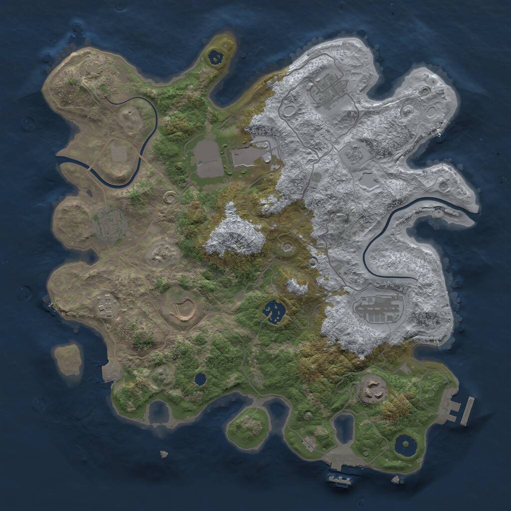 Rust Map: Procedural Map, Size: 3500, Seed: 111538203, 14 Monuments