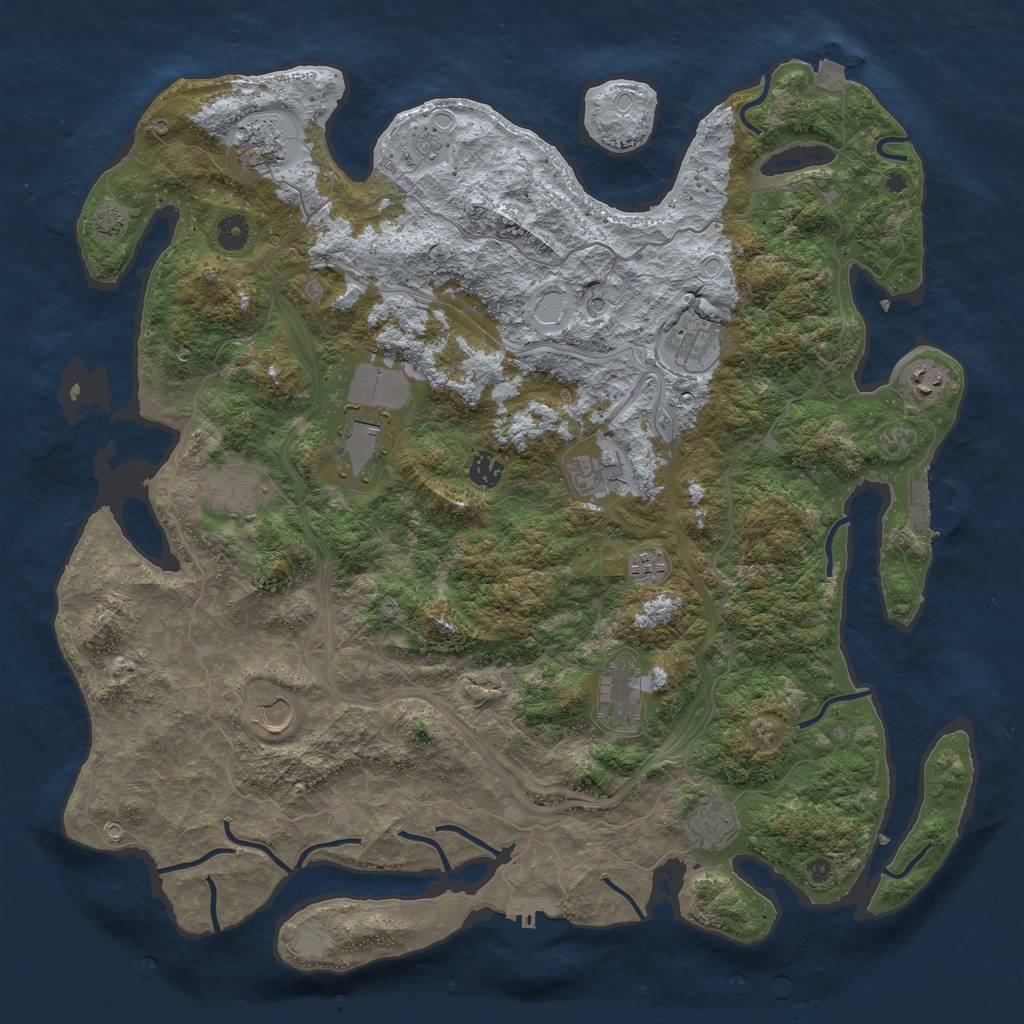 Rust Map: Procedural Map, Size: 4500, Seed: 1390128189, 19 Monuments