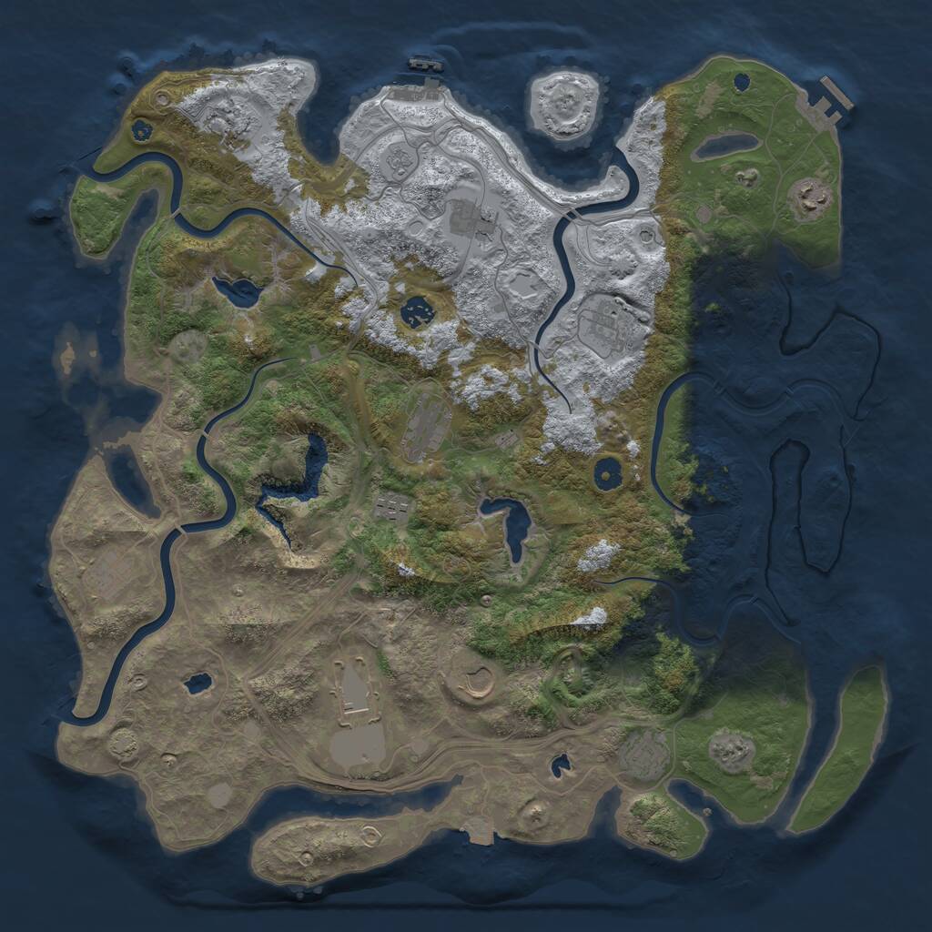 Rust Map: Procedural Map, Size: 4500, Seed: 1390128189, 17 Monuments