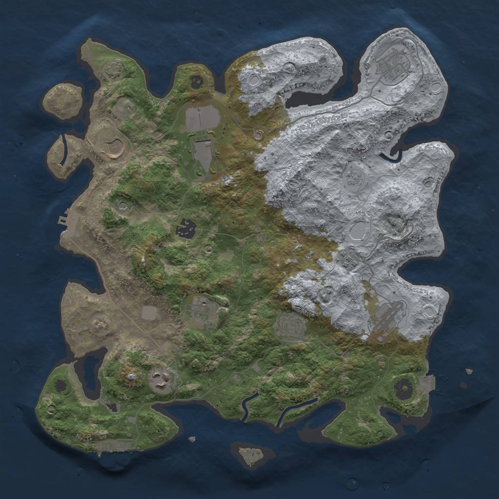 Rust Map: Procedural Map, Size: 3750, Seed: 592928997, 17 Monuments