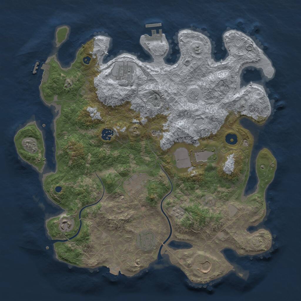 Rust Map: Procedural Map, Size: 3800, Seed: 275722446, 14 Monuments