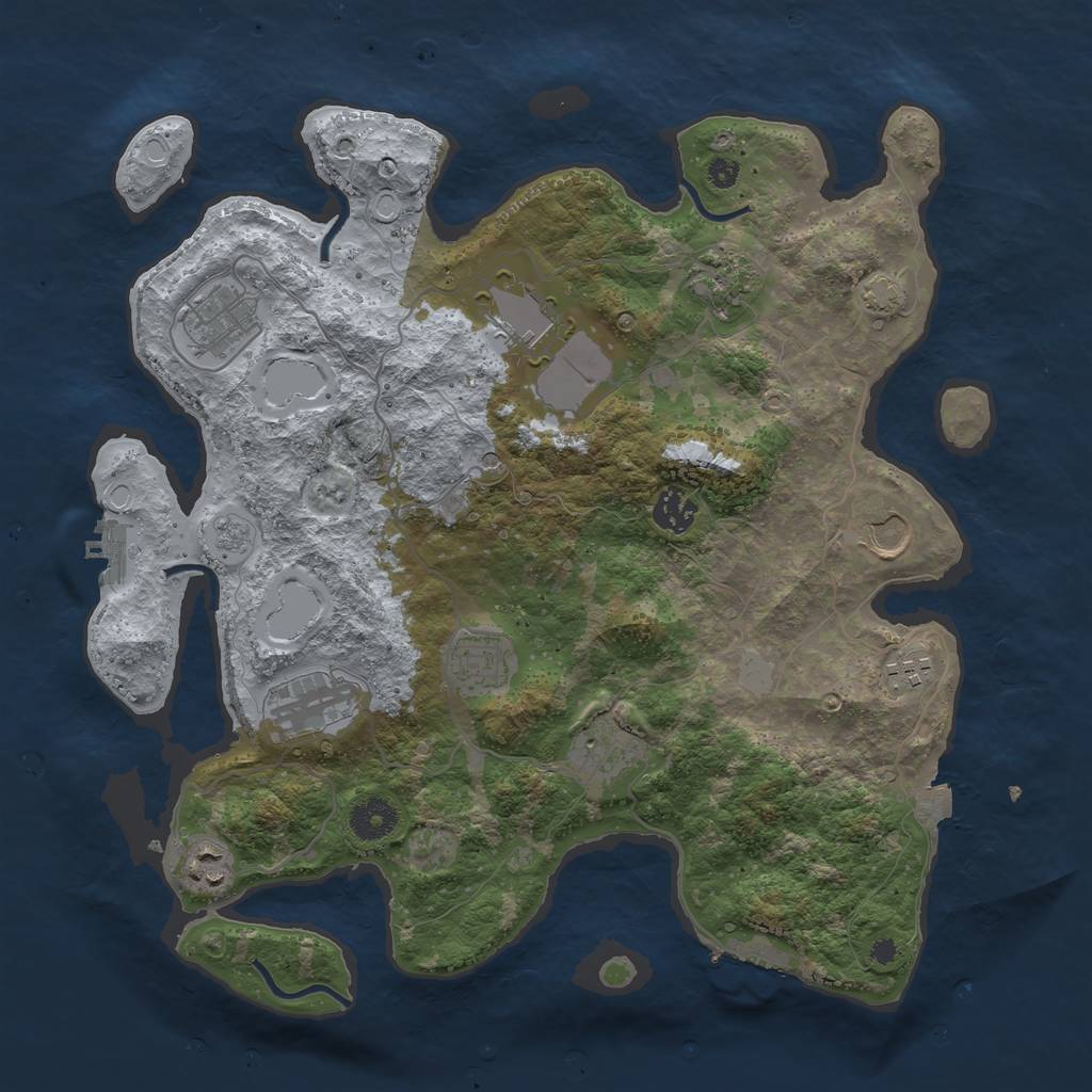 Rust Map: Procedural Map, Size: 3700, Seed: 1761414833, 18 Monuments