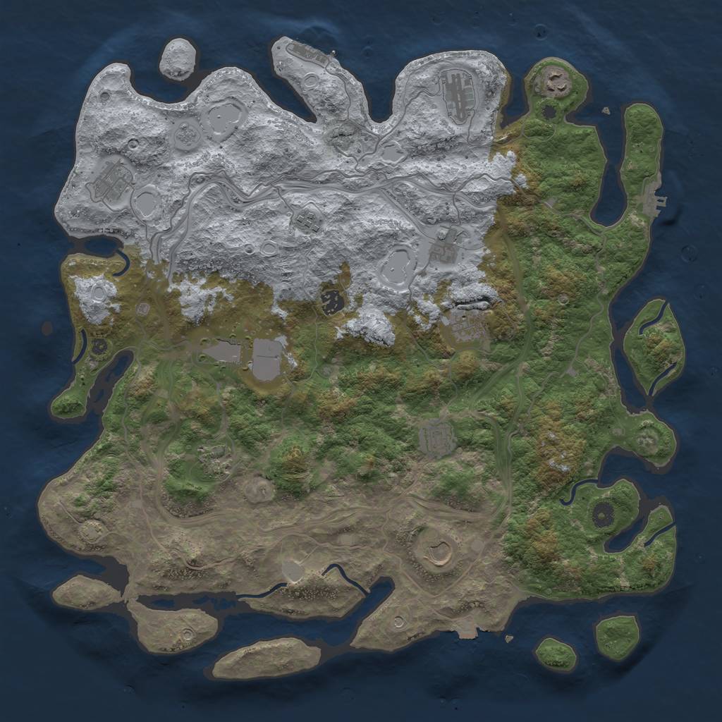 Rust Map: Procedural Map, Size: 4500, Seed: 784303095, 19 Monuments