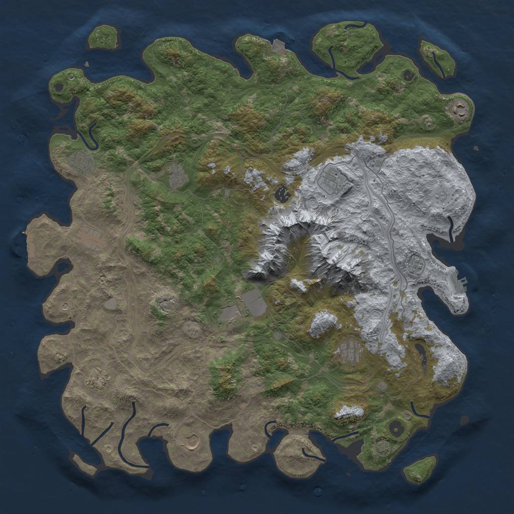 Rust Map: Procedural Map, Size: 5000, Seed: 53358921, 19 Monuments