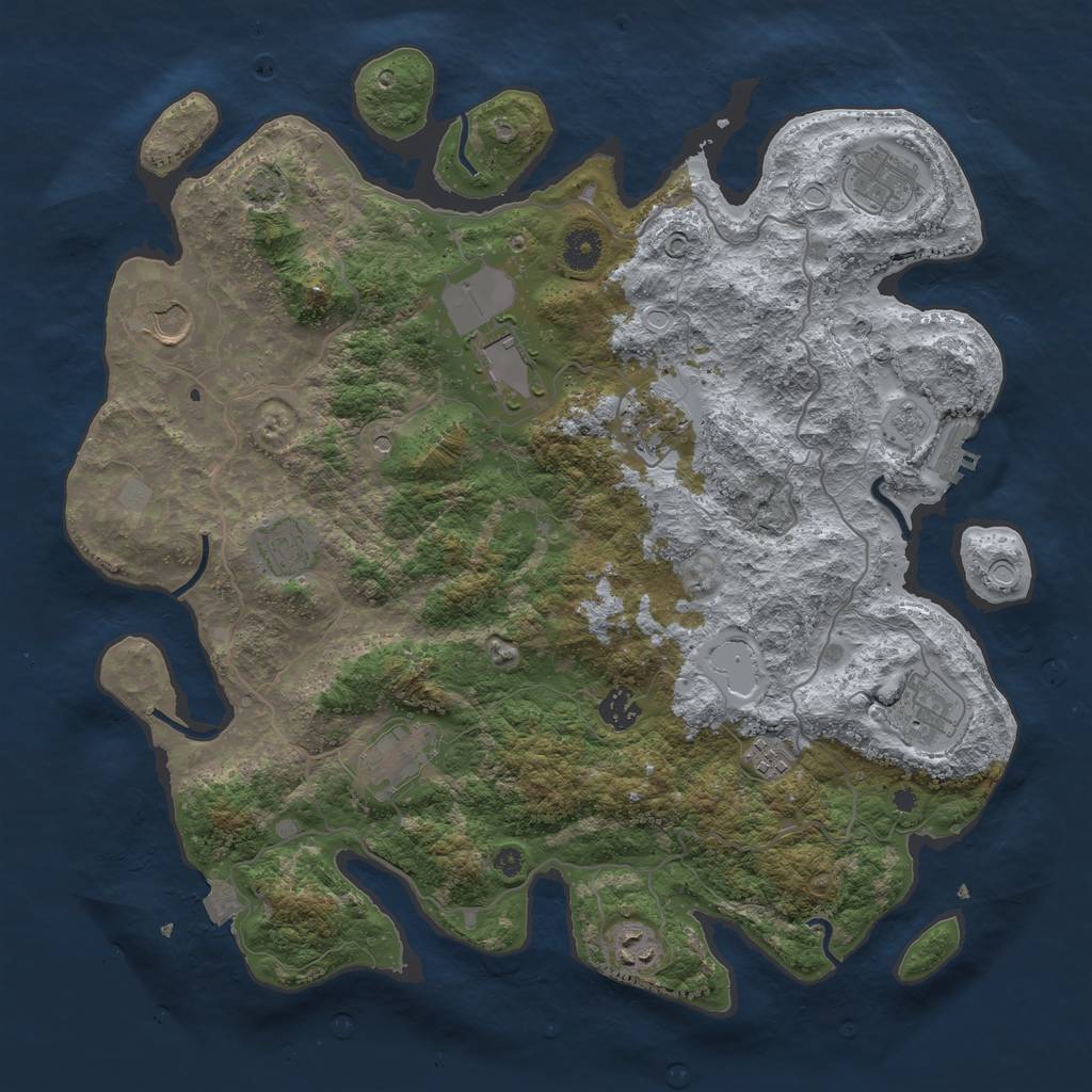 Rust Map: Procedural Map, Size: 4000, Seed: 983564099, 17 Monuments