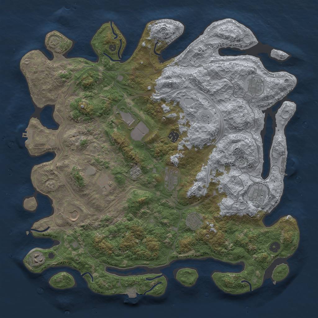 Rust Map: Procedural Map, Size: 4500, Seed: 1936723409, 18 Monuments