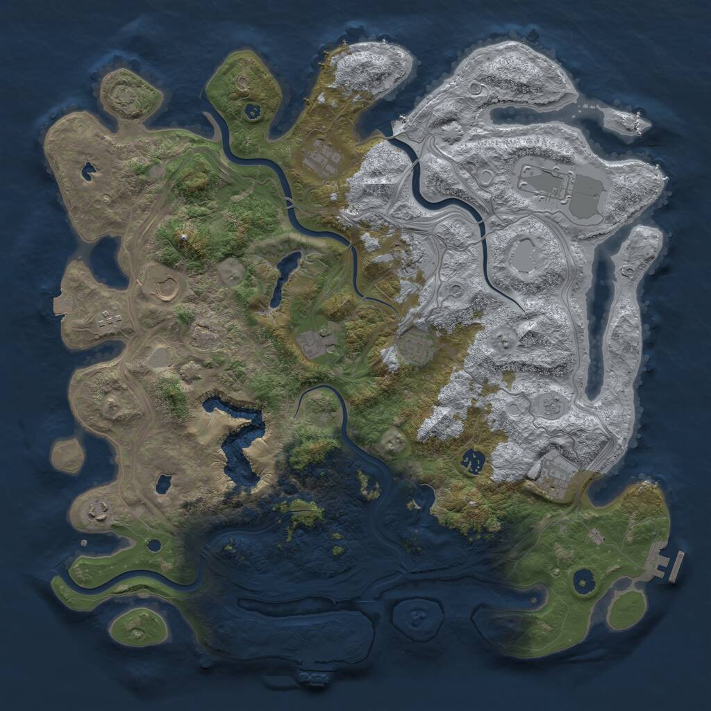 Rust Map: Procedural Map, Size: 4500, Seed: 1936723409, 16 Monuments